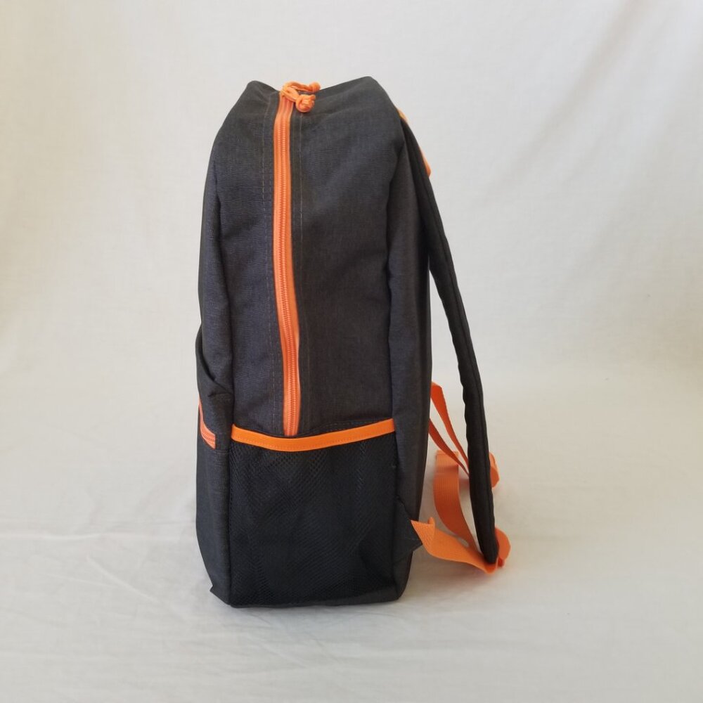 New! Lightweight Black & Orange Basic Backpack W/… - image 4